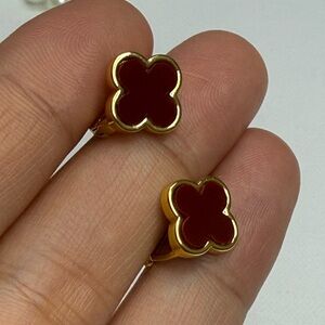 Red Clover Earrings Gold Plated